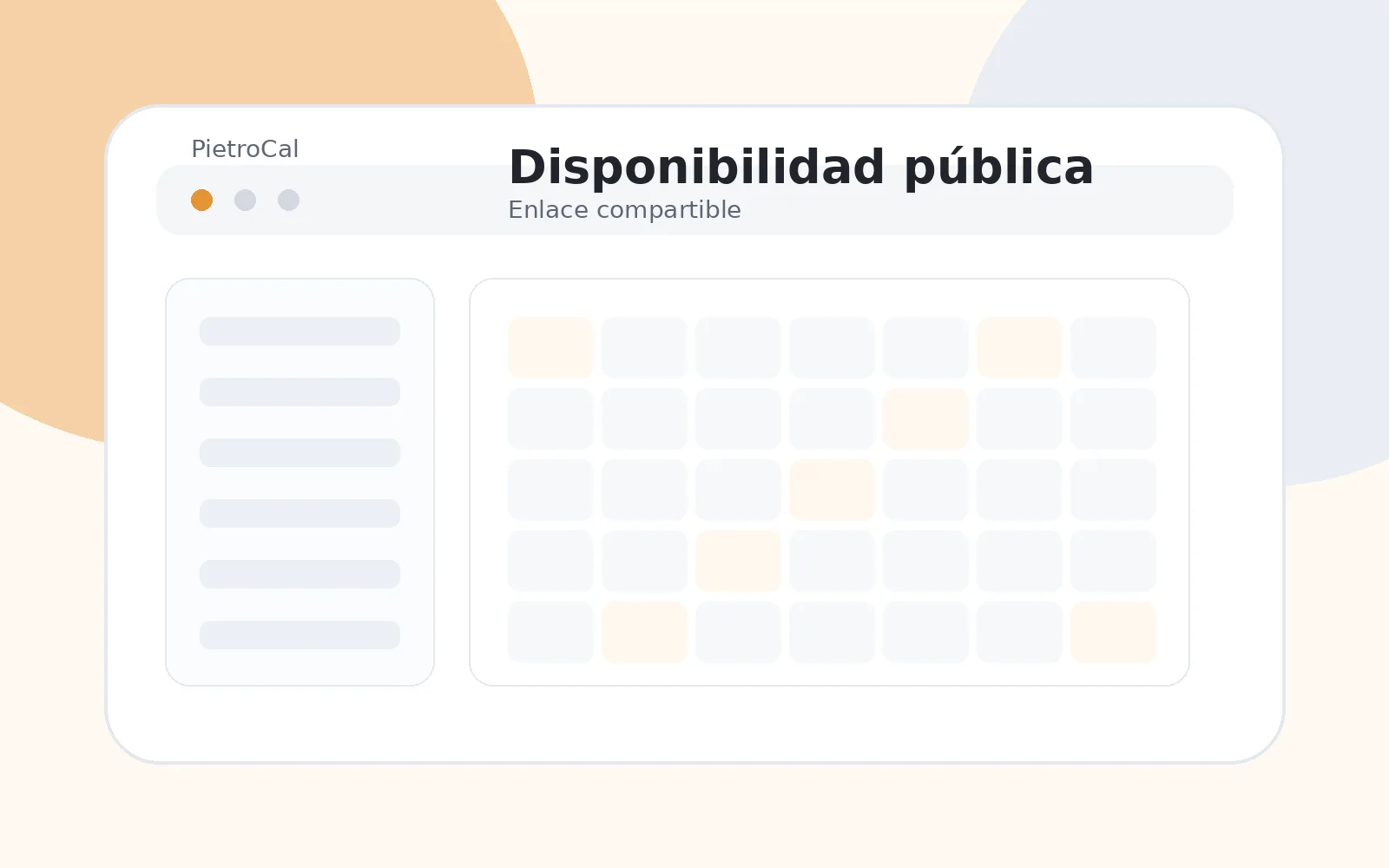 Vista pública de disponibilidad en PietroCal